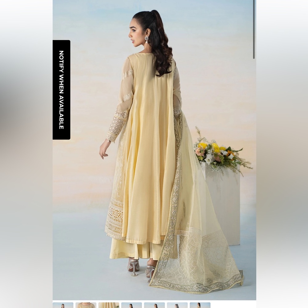 Maria B designer Pakistani Dress Set in butter yellow luxury pret - Picture 7 of 11